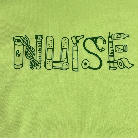 Figs Nurse Graphic Tee S Supersoft Short Sleeve Underscrub Green Lightweight - Picture 2 of 7